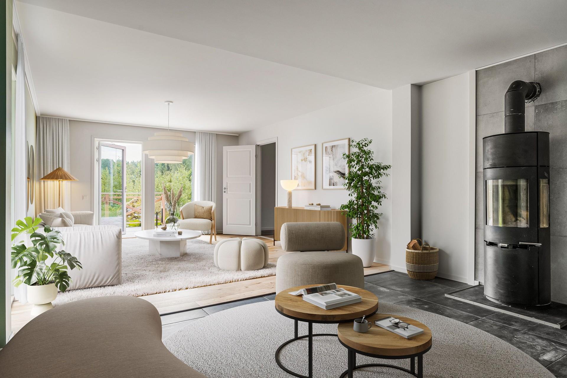 Totalrenoverat enplanshus i lantliga Tjusebotorp